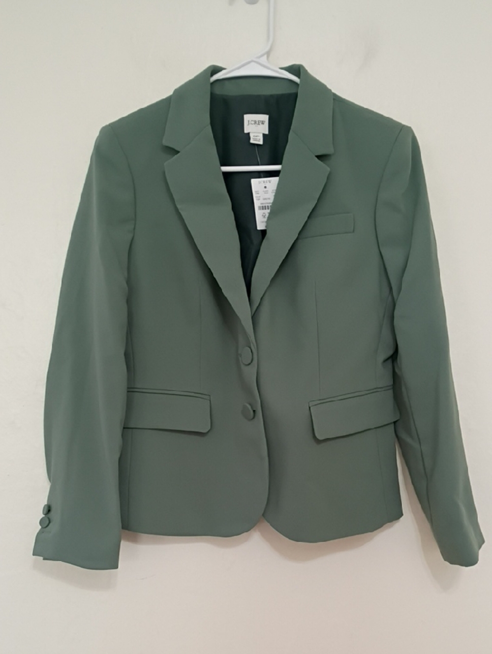 J Crew Sage Green Crepe 2 Button Blazer Size 6p NWT MSRP $198